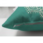 - Suet-K-5119-2 - Realhomes Turkuaz Zeminde Mandala Çift Taraflı Dijital Baskılı Modern Süet Kırlent Kılıfı Realhomes