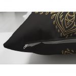 - Suet-K-5123-2 - Realhomes Siyah Zeminde Gold Mandala Motifli Çift Taraflı Süet Yastık Kılıfı Realhomes