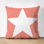 - Suet-K-513 - Realhomes Modern Yıldız Desenli Çift Taraflı Dijital Baskılı Dekoratif Süet Yastık Kırlent Kılıfı Realhomes