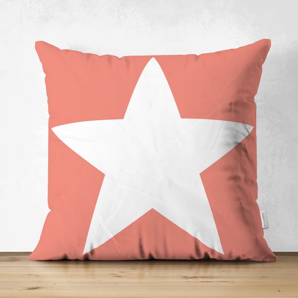 Modern Yıldız Desenli Çift Taraflı Dijital Baskılı Dekoratif Süet Yastık Kırlent Kılıfı Realhomes