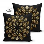 - Suet-K-5134-1 - Realhomes Siyah Zeminde Gold Mandala Motifli Çift Taraflı Süet Yastık Kılıfı Realhomes