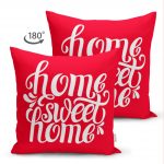 - Suet-K-516-1 - Realhomes Home Sweet Home Dijital Baskılı Çift Taraflı Dekoratif Süet Yastık Kırlent Kılıfı Realhomes