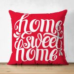 - Suet-K-516 - Realhomes Home Sweet Home Dijital Baskılı Çift Taraflı Dekoratif Süet Yastık Kırlent Kılıfı Realhomes