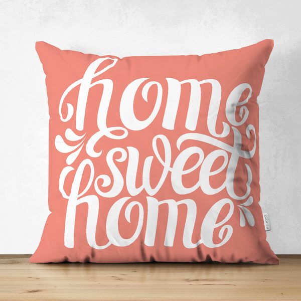 Home Sweet Home Dijital Baskılı Çift Taraflı Dekoratif Süet Yastık Kırlent Kılıfı Realhomes