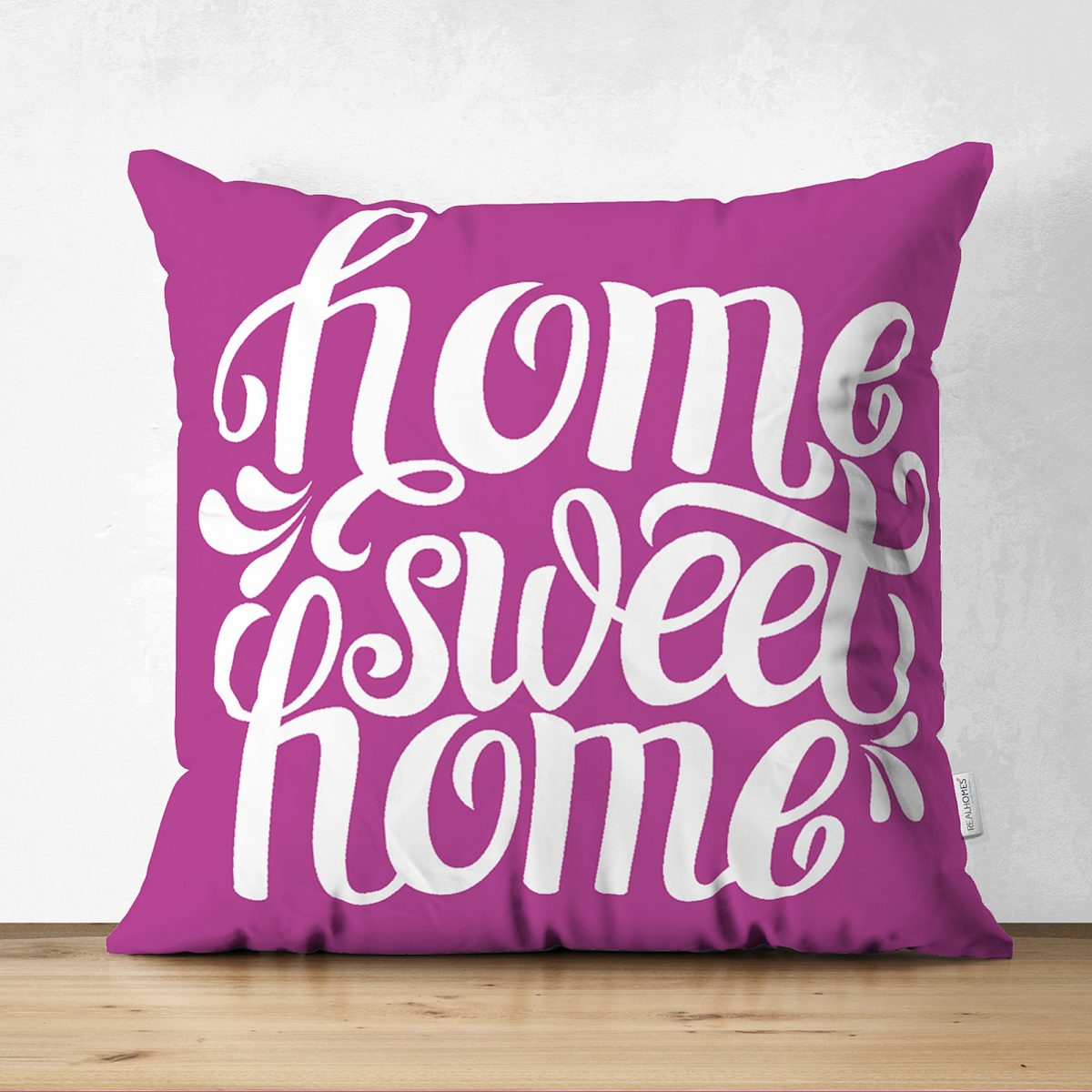 Home Sweet Home Çift Taraflı Dijital Baskılı Dekoratif Süet Yastık Kırlent Kılıfı Realhomes