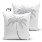 - Suet-K-5228gri-1 - Realhomes Beyaz Zeminde Gri Palmiye Desenli Modern Çift Taraflı Süet Yastık Kılıfı Realhomes