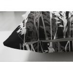 - Suet-K-5233-2 - Realhomes  Siyah Zeminde Beyaz Ve Gri Çiçek Temalı Çift Taraflı Özel Tasarım Süet Kırlent Kılıfı Realhomes