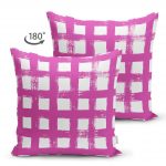 - Suet-K-5236mor-1 - Realhomes Lacivert Zeminde Geometrik Kare Motifli Çift Taraflı Dekoratif Süet Yastık Kılıfı Realhomes