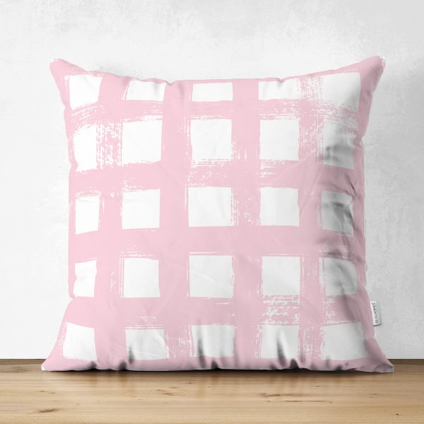 - Suet-K-5236pembe - Realhomes  Realhomes Çift Taraflı Altın Varaklı Geometrik Desenli Modern 4'lü Süet Yastık Kırlent Kılıf Seti Realhomes