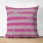 - Suet-K-5237kolaj - Realhomes Çizgi Kolaj Motifli Çift Taraflı Dekoratif Modern Süet Yastık Kılıfı Realhomes