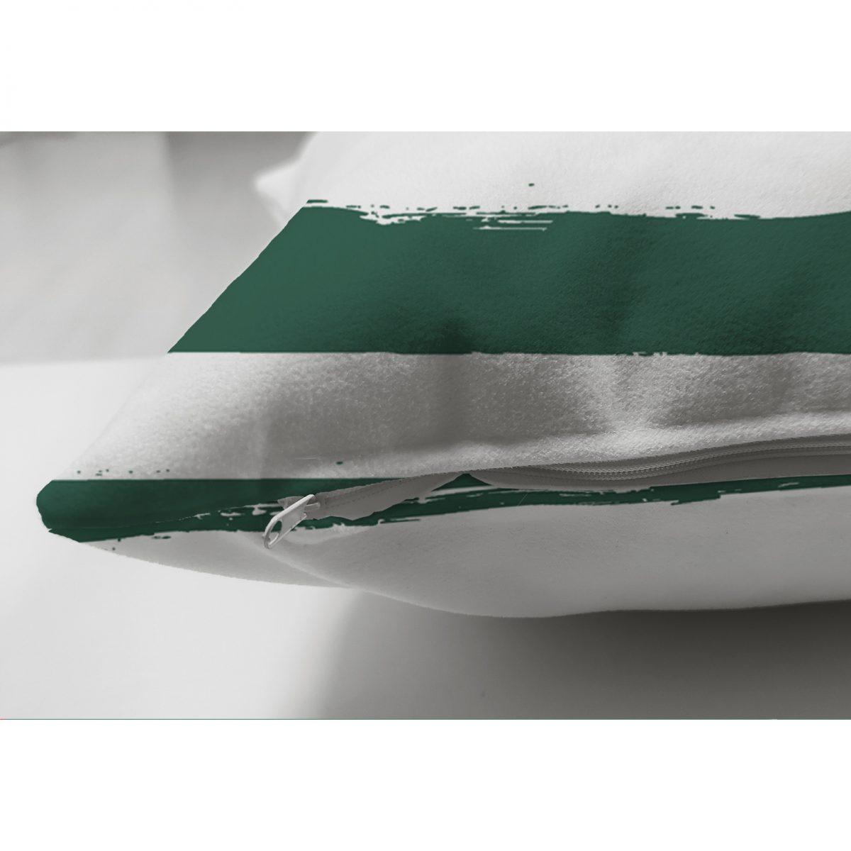 Koyu Yeşil Çizgili Motifli Çift Taraflı Dekoratif Modern Süet Yastık Kılıfı Realhomes