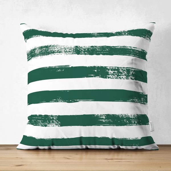 - Suet-K-5237koyuyesil - Realhomes  Modern Yıldız Desenli Çift Taraflı Dijital Baskılı Dekoratif Süet Yastık Kırlent Kılıfı Realhomes