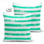 - Suet-K-5237yesil-1 - Realhomes  Yeşil Çizgili Motifli Çift Taraflı Dekoratif Modern Süet Yastık Kılıfı Realhomes