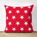 - Suet-K-524 - Realhomes  Modern Yıldız Desenli Çift Taraflı Dijital Baskılı Dekoratif Süet Yastık Kırlent Kılıfı Realhomes