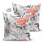 Karakalem Çizim Gül Motiflı Çift Taraflı Özel Tasarım Süet Kırlent Kılıfı Realhomes