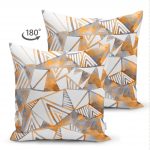 Gold Üçgenler İçinde Gri Boyama Çalışması Çift Taraflı Özel Tasarım Süet Kırlent Kılıfı Realhomes