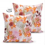 Sonbahar Temalı Pembe Çiçek Desenli Çift Taraflı Özel Tasarım Modern Süet Yastık Kılıfı Realhomes