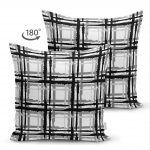 - Suet-K-5264-1 - Realhomes  Izgara Zeminde Gri Tonlama Dijital Baskılı Çift Taraflı Özel Tasarım Süet Kırlent Kılıfı Realhomes