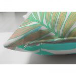 Mavi Ve Pembe Yaprak Çizimli Çift Taraflı Özel Tasarım Dijital Baskılı Süet Kırlent Kılıfı Realhomes