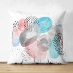 Beyaz Zeminde Renkli Yumurta Desenli Çift Taraflı Özel Tasarım Süet Yastık Kılıfı Realhomes