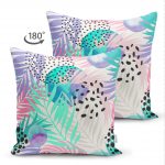 - Suet-K-5272-1 - Realhomes Sulu Boya Yaprak Desenli Çift Taraflı Dekoratif Modern Süet Yastık Kılıfı Realhomes