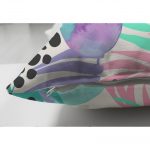 - Suet-K-5272-2 - Realhomes Sulu Boya Yaprak Desenli Çift Taraflı Dekoratif Modern Süet Yastık Kılıfı Realhomes