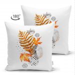 Realhomes Kuru Yaprak Desenli Modern Çift Taraflı Dekoratif Süet Yastık Kılıfı Realhomes