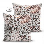 - Suet-K-5283-1 - Realhomes  Leopar Çift Taraflı Dijital Baskılı İkat Desenli Modern Süet Kırlent Kılıfı Realhomes