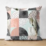 Dekoratif Mermer Desenli Çift Taraflı Dijital Baskılı Süet Kırlent kılıfı Realhomes