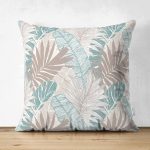 - Suet-K-5286 - Realhomes  Modern Floral Desen Çift Taraflı Dijital Baskılı Özel Tasarım Süet Kırlent Kılıfı Realhomes