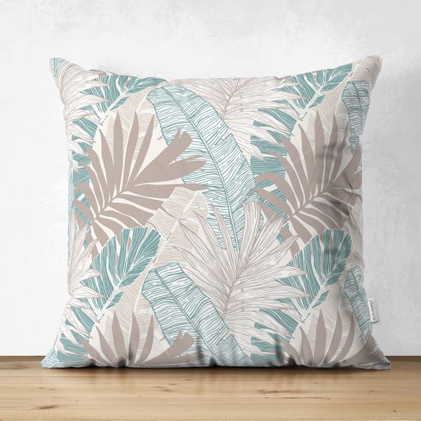 Renkli Yaprak Tropik Yaprak Özel Tasarım Dijital Baskılı 4'Lü Çift Taraflı Süet Kırlent Kılıf Seti Realhomes