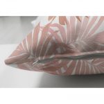 - Suet-K-5291-2 - Realhomes Pembe Tropik Yaprak Motifli Çift Taraflı Özel Tasarım Dijital Baskılı Süet Kırlent Kılıfı Realhomes