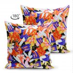 - Suet-K-5294-1 - Realhomes Siyah Zeminde Soyut Geometrik Çizimli Çift Taraflı Dekoratif Modern Süet Kırlent Kılıfı Realhomes