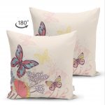- Suet-K-53-1 - Realhomes  Modern Kelebek Çift Taraflı Dijital Baskılı Dekoratif Süet Yastık Kırlent Kılıfı Realhomes