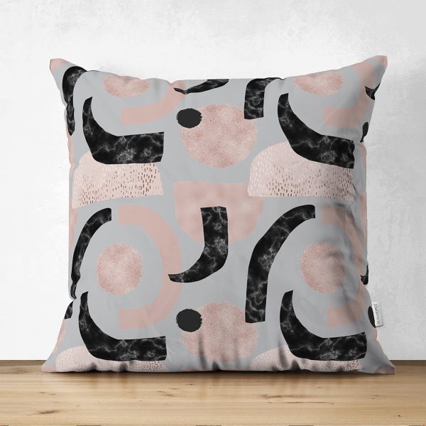 - Suet-K-5309gri - Realhomes  Soyut Çizim Altın Yaprak Desenli Çift Taraflı Özel Tasarım Dekoratif Süet Kırlent Kılıfı Realhomes