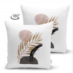 - Suet-K-5310-1 - Realhomes Beyaz Zemin Üzerinde Gold Yaprak Motifli Çift Taraflı Dekoratif Süet Yastık Kılıfı Realhomes