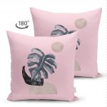 - Suet-K-5320pembe-1 - Realhomes Pembe Zeminde Tropik Yaprak Desen Dijital Baskılı Çift Taraflı Özel Tasarım Süet Kırlent Kılıfı Realhomes