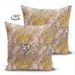 - Suet-K-5322-1 - Realhomes  Leopar Temalı Kuru Yaprak Desenli Çift Taraflı Dijital Baskılı Süet Kırlent Kılıfı Realhomes