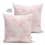 Renkli Puantiyeli Zeminde Renkli Yaprak Motifli Çift Taraflı Dekoratif Süet Kırlent Kılıfı Realhomes