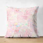 Renkli Puantiyeli Zeminde Renkli Yaprak Motifli Çift Taraflı Dekoratif Süet Kırlent Kılıfı Realhomes