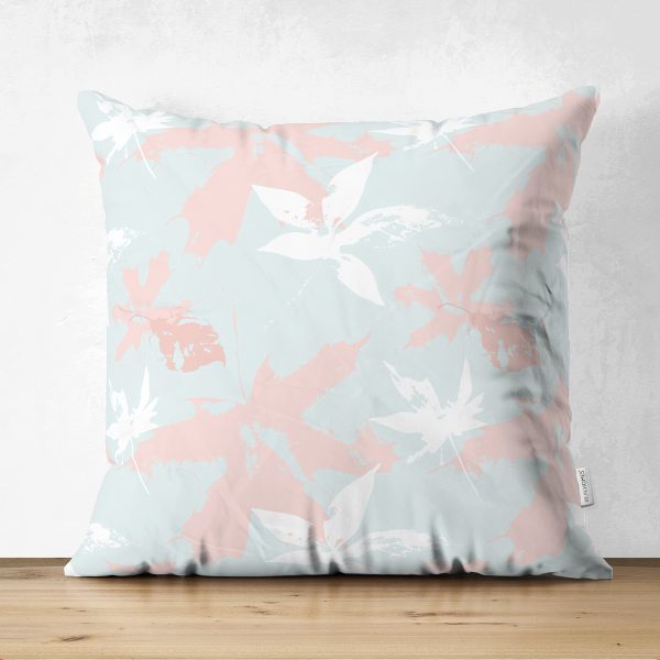 Çift Taraflı Geometrik Çizimler Üzerinde Tropik Yaprak Motifli Süet Kırlent Kılıfı Realhomes