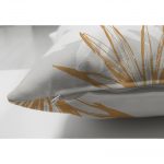 - Suet-K-5339-2 - Realhomes  Beyaz Ve Gold Yaprak Desenli Çift Taraflı Özel Tasarım Modern Süet Yastık Kılıfı Realhomes