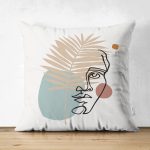 Realhomes Botanik Portre Desenli Çift Taraflı Özel Tasarım Süet Kırlent Kılıfı Realhomes