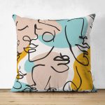 - Suet-K-5343versiyon - Realhomes Botanik Portre Basklı Çift Taraflı Özel Tasarımlı Dekoratif Süet Kırlent Kılıfı Realhomes