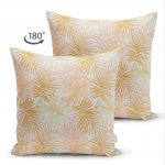 - Suet-K-5344-1 - Realhomes  Altın Çizim Yaprak Desenli Çift Taraflı Özel Tasarım Süet Kırlent Kılıfı Realhomes