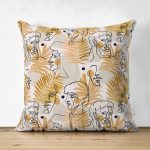 Tropik Gold Yapraklar Üzerinde Antik Yunan Tanrısı Desenli Çift Taraflı Süet Kırlent Kılıfı Realhomes