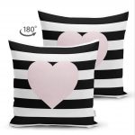 Modern Kalp Desenli Çift Taraflı Dijital Baskılı Dekoratif Süet Yastık Kırlent Kılıfı Realhomes