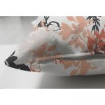 - Suet-K-5350-2 - Realhomes Turuncu Siyah Renkli Yaprak Çift Taraflı Dijital Baskılı Özel Tasarım Süet Kırlent Kılıfı Realhomes