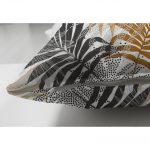 - Suet-K-5351-2 - Realhomes  Renkli Yapraklar Üzerinde Nokta Tasarımlı Çift Taraflı Süet Kırlent Kılıfı Realhomes