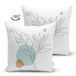 Karakalem Botanik Yaprak Desenli Çift Taraflı Süet Kırlent Kılıfı Realhomes